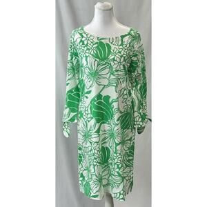 Lilly Pulitzer Lidia 3/4 Sleeve Boatneck Dress Spearmint Kiss My Tulips Size M